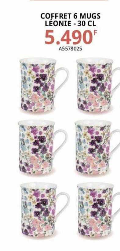coffret 6 mugs léonie - 30 cl