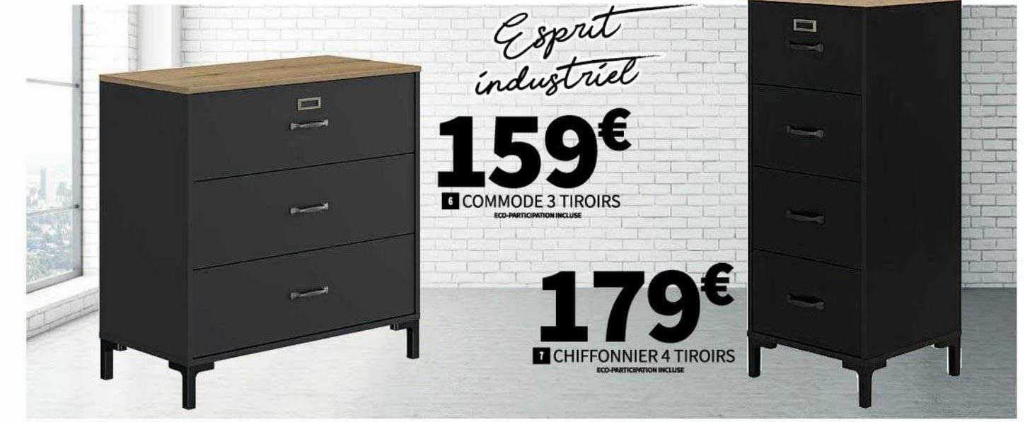 commode 3 tiroirs, chiffonnier 4 tiroirs