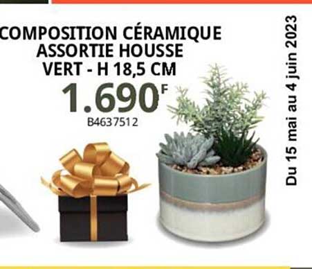 composition céramique assortie housse vert - h 18,5 cm