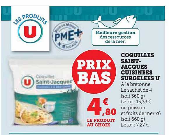 coquilles saint-jacques cuisinées surgelées u