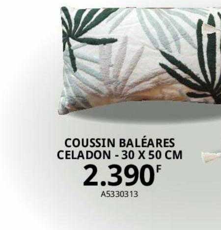 coussin baléares celadon - 30 x 50 cm