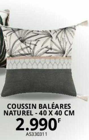 coussin baléares naturel - 40 x 40 cm