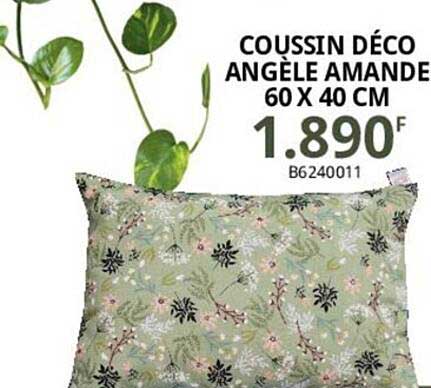 coussin déco angèle amande 60 x 40 cm