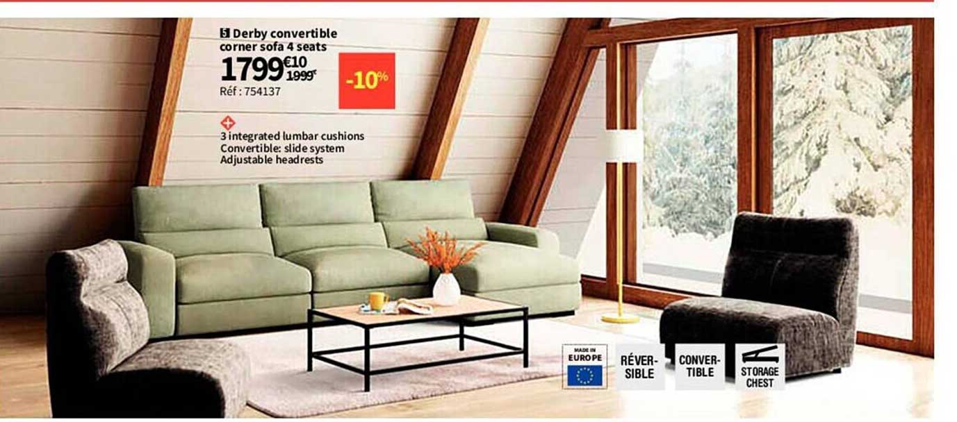 derby convertible corner sofa 4 seats