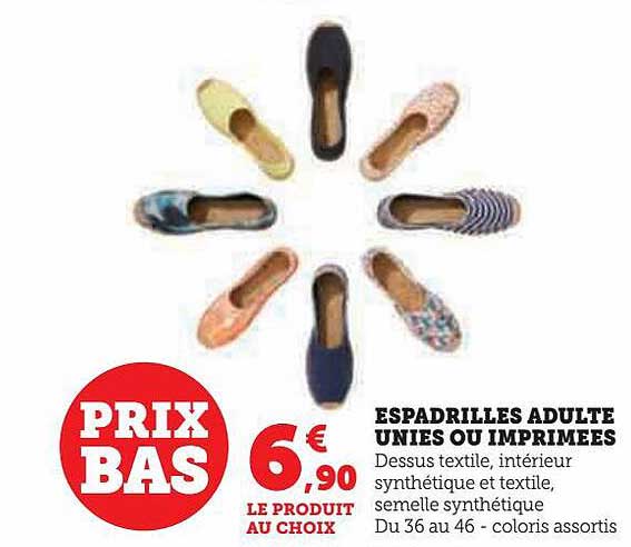 espadrilles adulte unies ou imprimées