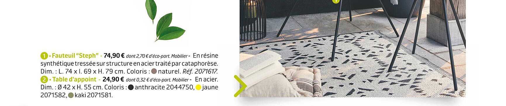 fauteuil "steph", table d'appoint