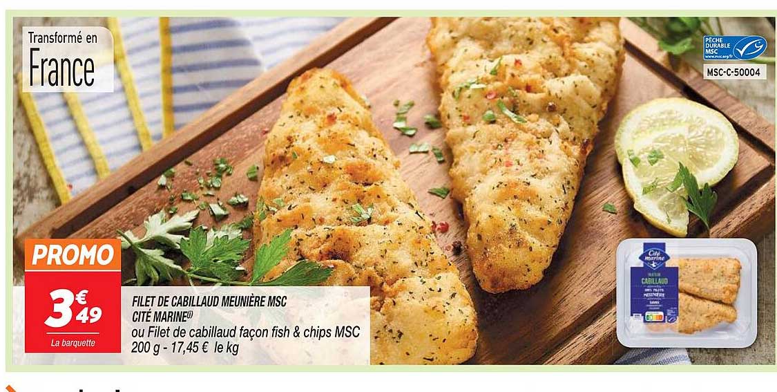 filet de cabillaud meunière msc cité marine