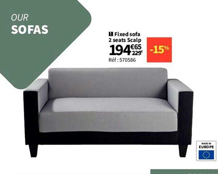 fixed sofa 2 seats scalp