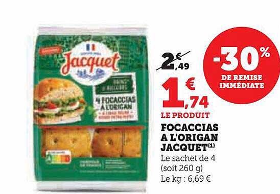 focaccias à l'origan jacquet