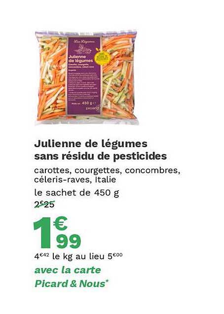 julienne de légumes sans résidu de pesticides
