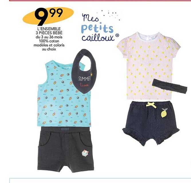 l'ensemble 3 pièces bébé mes petits cailloux