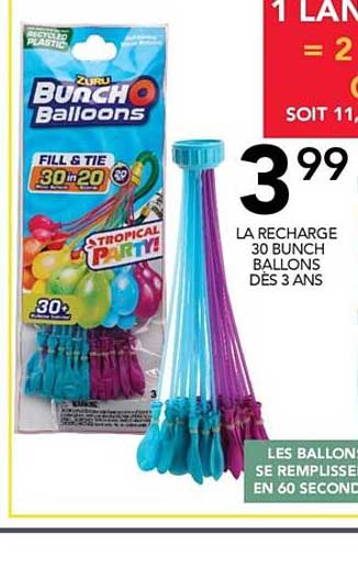 la recharge 30 bunch ballons dès 3 ans