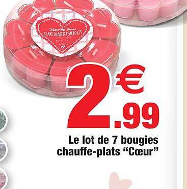 le lot de 7 bougies chauffe-plats "cœur"