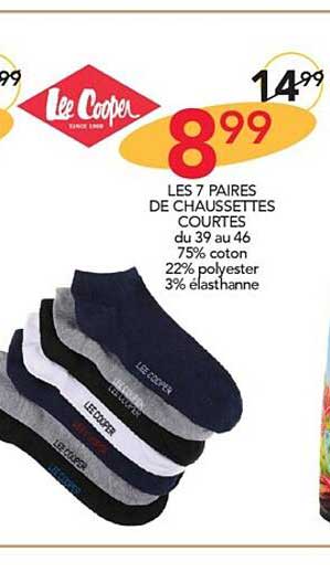 les 7 paires de chaussettes courtes lee cooper
