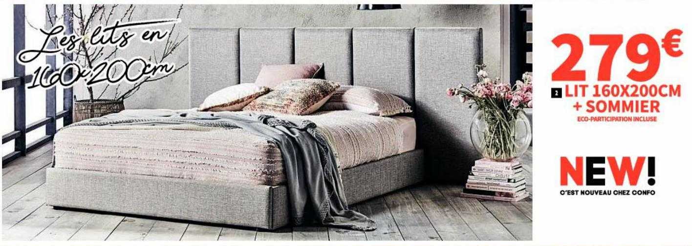Lit En 160 X 200 Cm + Sommier