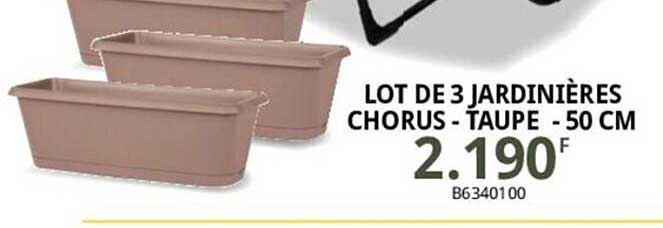 lot de 3 jardinières chorus - taupe - 50 cm