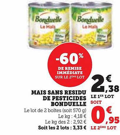 maïs sans résidu de pesticides bonduelle