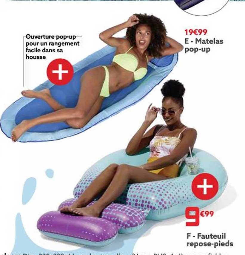 matelas pop-up, fauteuil repose-pieds