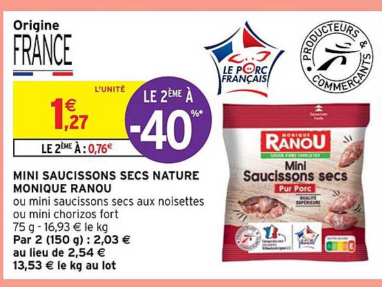 mini saucissons secs nature monique ranou