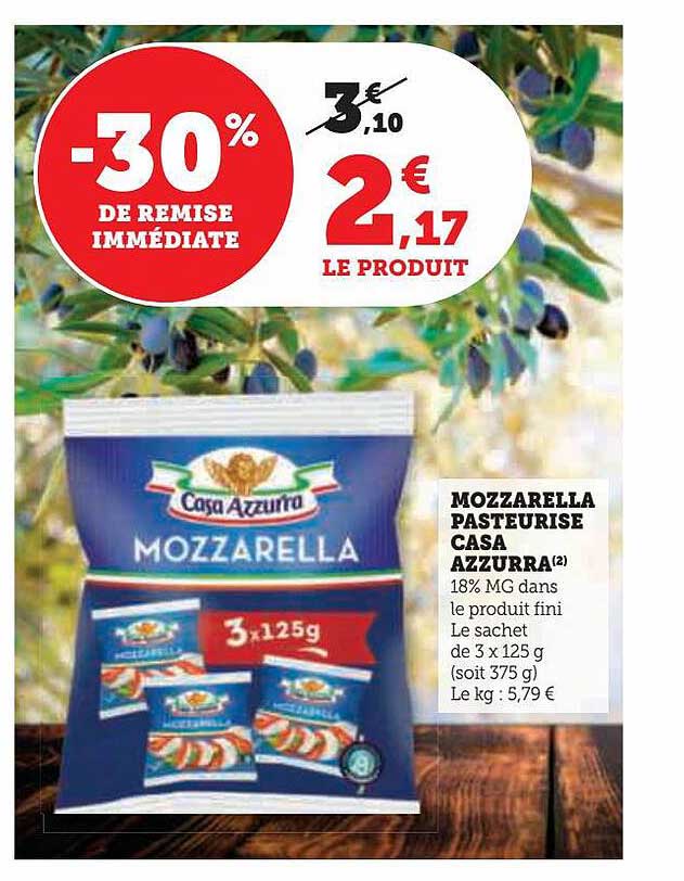 mozzarella pasteurisé casa azzurra