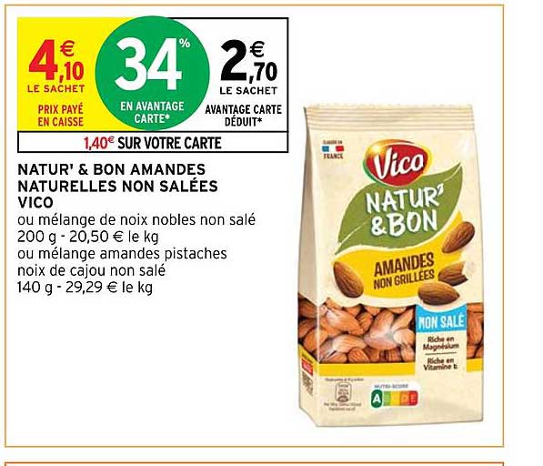 natur' & bon amandes naturelles non salées vico