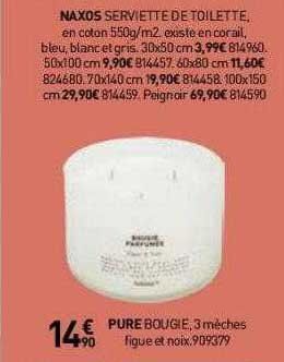 naxos serviette de toilette, pure bougie