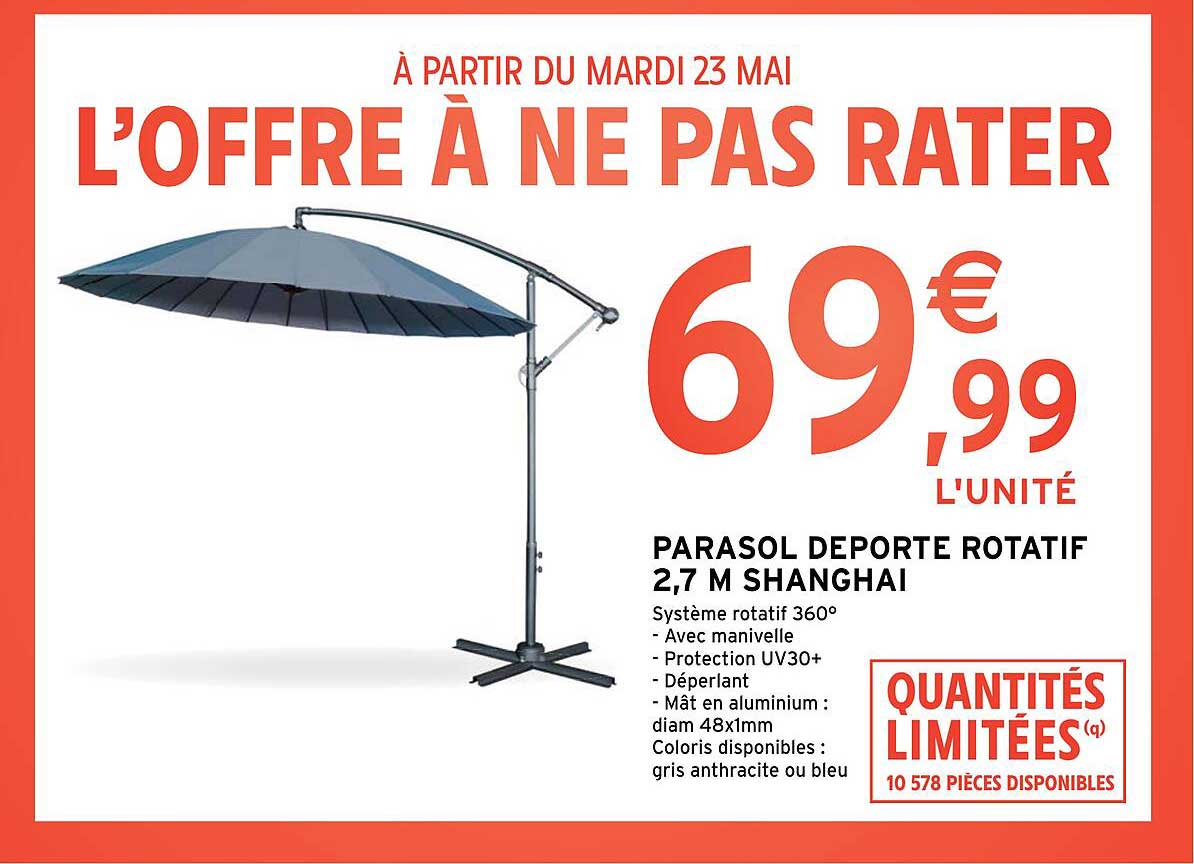 parasol déporté rotatif 2,7 m shanghai