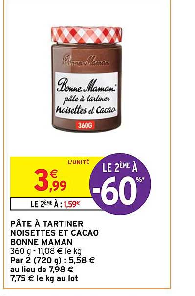 pâte à tartiner noisettes et cacao bonne maman