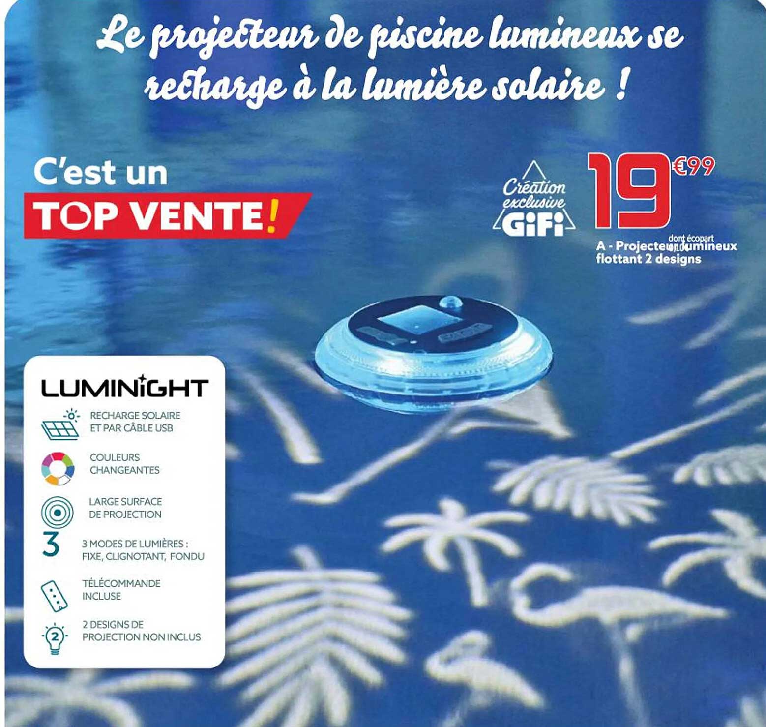 projecteur lumineux flottant 2 designs