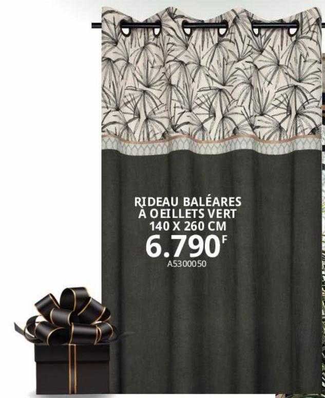 rideau baléares à œillets vert 140 x 260 cm