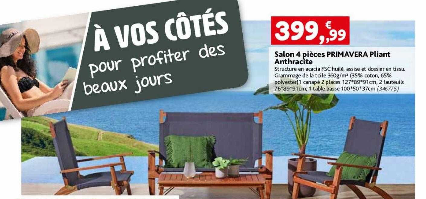 Salon 4 Pièces Primavera Pliant Anthracite