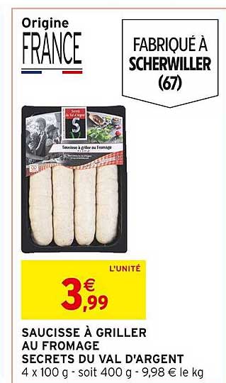 Saucisse à Griller Au Fromage Secrets Du Val D'argent