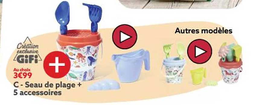 Seau De Plage + 5 Accessoires