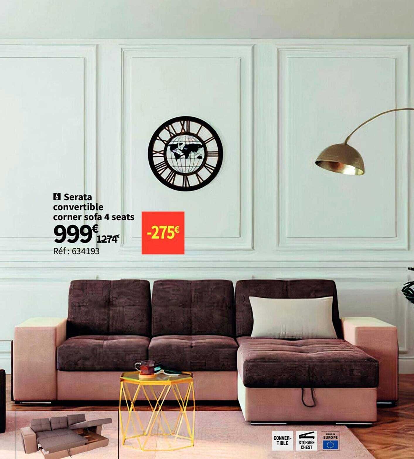 serata convertible corner sofa 4 seats