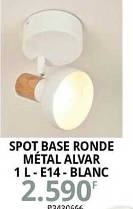 spot base ronde métal alvar 1l - e14 - blanc
