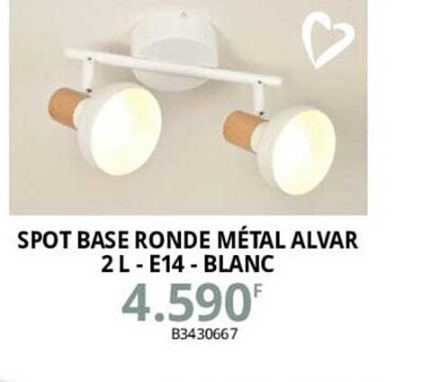 spot base ronde métal alvar 2l - e14 - blanc