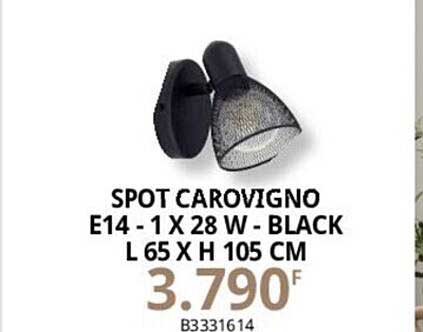 spot carovigno e14 - 1 x 28w - black l 65 x h 105 cm