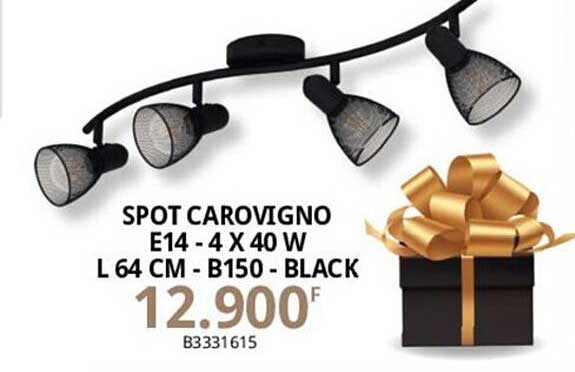 spot carovigno e14  - 4 x 40w - l 64 cm - b150 - black