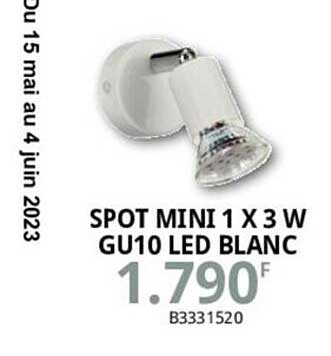 spot mini 1 x 3w gu10 led blanc