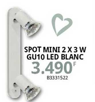 spot mini 2 x 3w gu10 led blanc