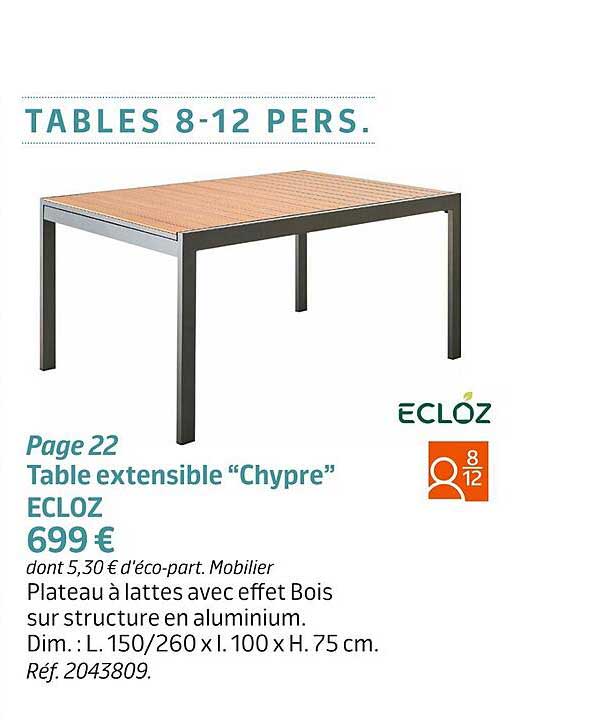 Table Extensible "chypre" Ecloz