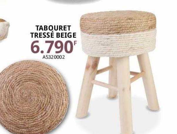 tabouret tressé biege