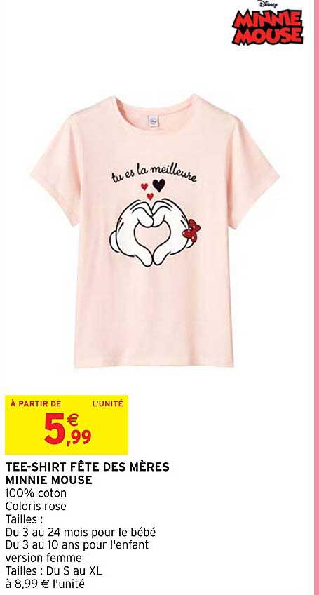 tee-shirt fête des mères minnie mouse