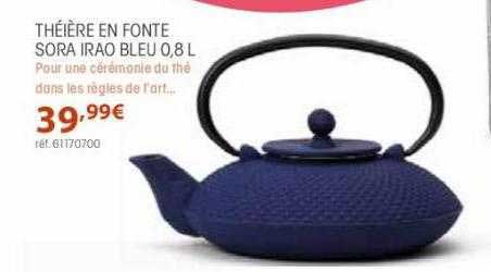 théière en fonte sora irao bleu 0,8l