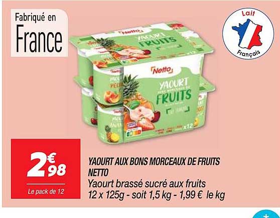 yaourt aux bons morceaux de fruits netto