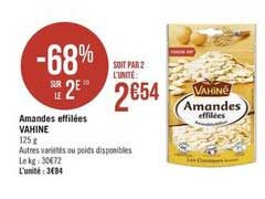 amandes effilées vahine -68% sur le 2e