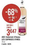 Aoc Cabernet D'anjou Les Caprices D'ines -68% Sur Le 2e