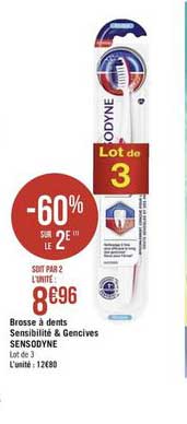 brosse à dents sensibilité & gencives sensodyne -60% sur le 2e