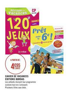 cahier de vacances editions bordas