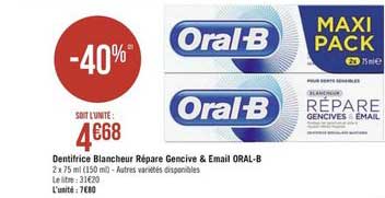 dentifrice blancheur répare gencive & email oral b